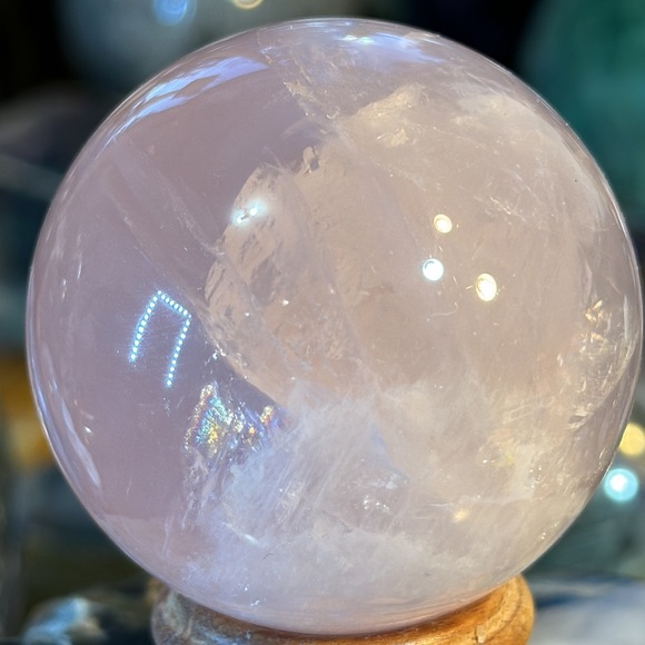 🔥SALE🔥 Star Rose Quartz Sphere! Watch The Video! Sparkles And A Rainbow! - Picture 7 of 12